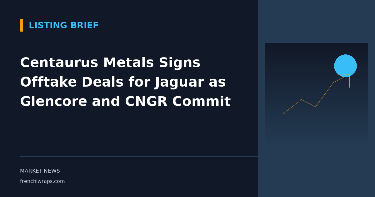Centaurus Metals Signs Offtake Deals for Jaguar as Glencore and CNGR Commit